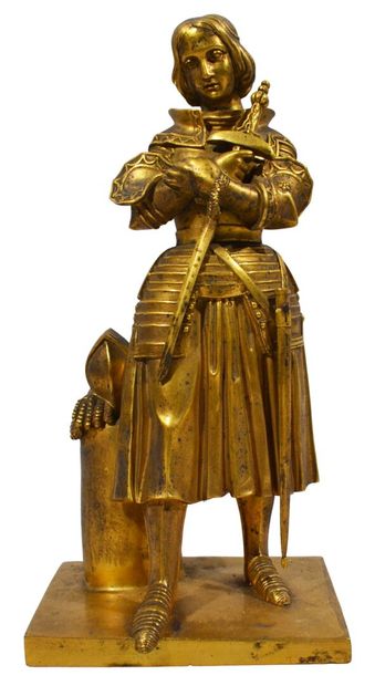 null MARIE D'ORLEANS (1813-1819)
« Jeanne d'Arc tenant son épée »
Bronze à patine...