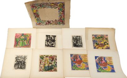 null Colette PETTIER ( (1907-1983)
Réunion de neuf gravures certaines rehaussées.
Dim...