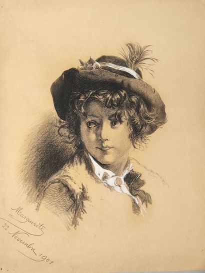 null Marguerite DUBOIS (1883-?) attribué à
Réunion de sept portraits à la pierre...