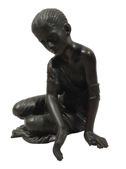 null James PRADIER (1790-1852) D'après
"La joueuse d'osselets"
Bronze patiné.
(manque...