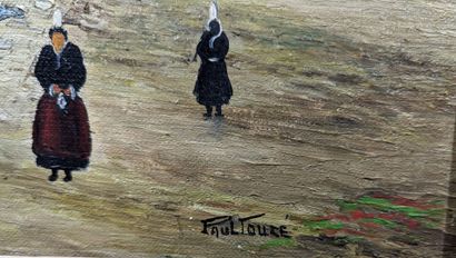 null Paul TOUZE (XXe)
"Les lavandières au bord de la mer"
Huile sur toile signée...