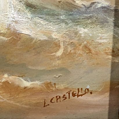 null L. CASTELLO (XXe)
"Marine"
Huile sur panneau d'isorel signée en bas à droite.
30.5...