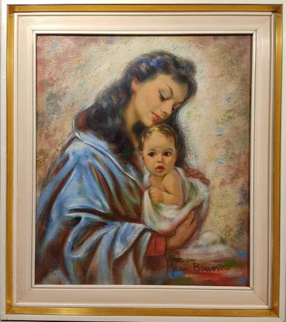 null Jean BONOIR (XXe siècle)
"Vierge à l'enfant"
Huile sur toile signée en bas à...