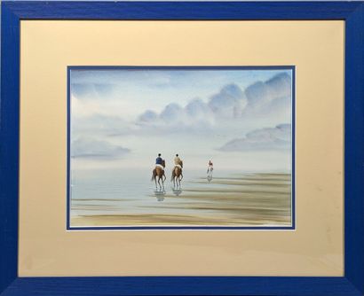 null LEBIHAN (XXe)
"Cavaliers sur une plage, probablement Guérande"
Aquarelle.
Dimensions...