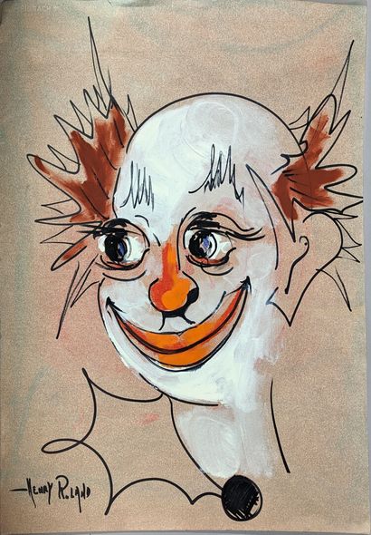 null Henry ROLAND (1919-2000)
"Clown"
Feutre, gouache sur papier signée en bas à...