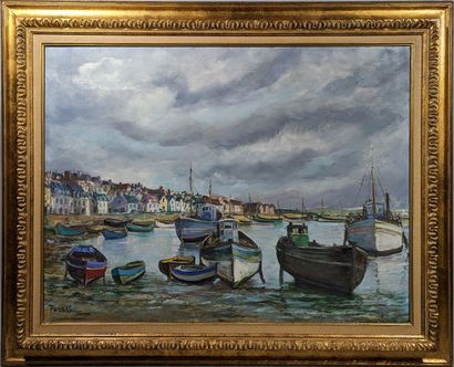 null Pierre PERESS (1919-1990)
"Temps d'orage en bord de côte"
Huile sur toile signée...