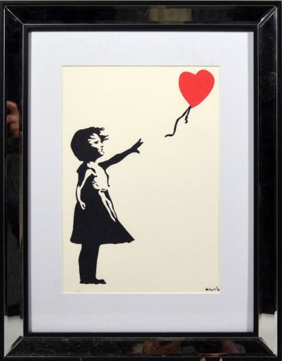 null BANKSY (né en 1974), d'après 
"Fille au ballon" 
Épreuve en couleur sur papier...