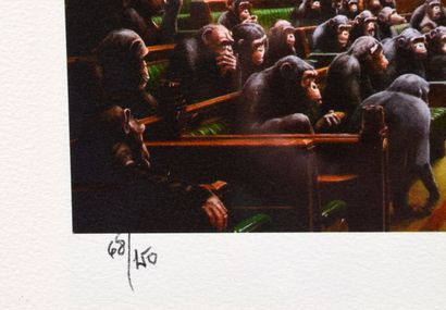 null BANKSY (b. 1974), after 
"Parliament devolved 
Color print on paper signed in...