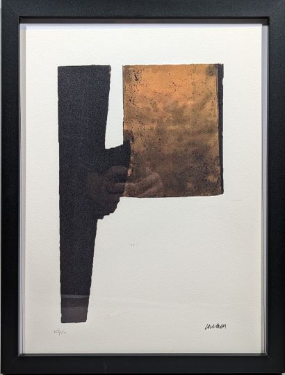 null Pierre SOULAGES (1919-2022), d'après. 
"Composition Or et Noir"
Sérigraphie...