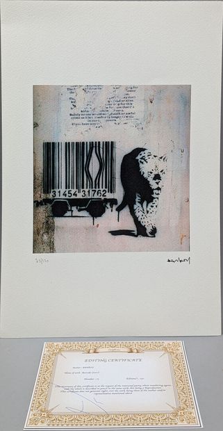 null BANKSY (b. 1974), after 
"Barcode (2002)" 
Color print on paper, signed on and...