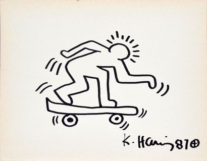 null Keith HARRING (1958-1990)
"Sans titre"
Feutre noir sur feuille de carnet en...