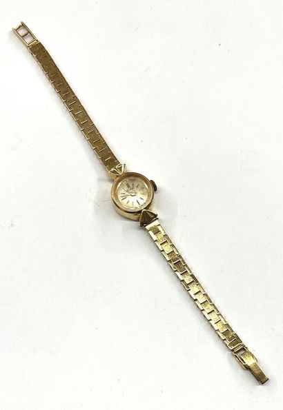 null INVEX - Montre bracelet de dame en or jaune 18 K (750/oo), le cadran rond à...