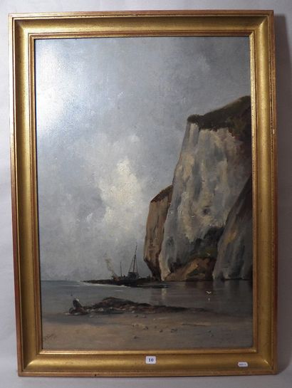 null F. LEBRUN
"Bord de mer"
HSP SBG et datée 1887 - 48,5 x 70,5 cm