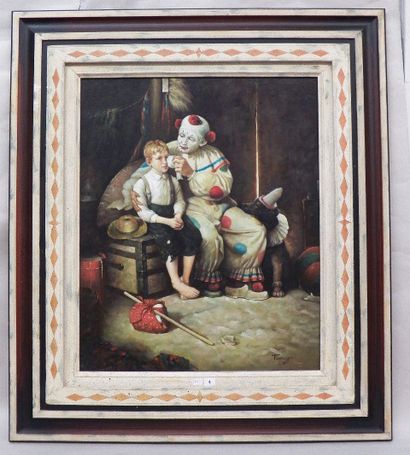 null Ecole étrangère
"Clown et enfant" Toile SBG - 40 x 78 cm