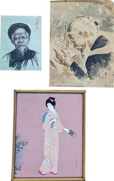 null Ecole vietnamienne du XXe siècle
«Portrait d'homme japonais» et «Portrait d'homme...
