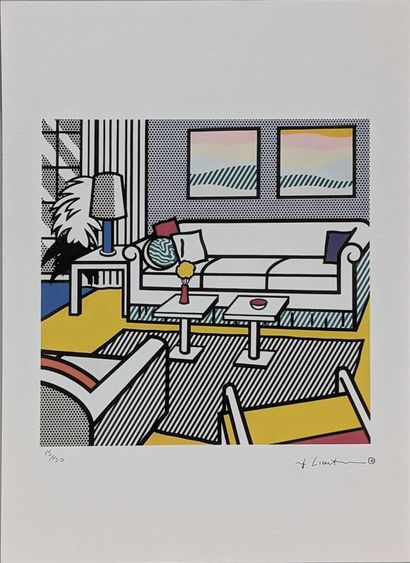 null Roy LICHTENSTEIN (1923-1997) (d'après)
"Iinterior with restful Painting » 
Reproduction...