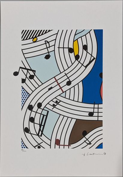 null Roy LICHTENSTEIN (1923-1997) (d'après)
« Composition I » 
Reproduction en couleurs...