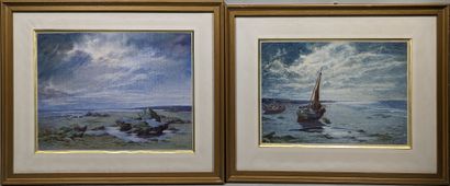 null G. DONDAINE (XXe siècle)
"Bords de mer"
Suite de deux aquarelles signée en bas...