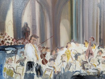 null Pierre BENSAALI (1936-2003)
"L'orchestre"
Huile sur toile signée en bas à droite,...