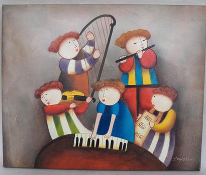 ROYBAL "Enfants musiciens" HST SBD - 40 x 50 cm