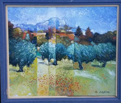 Jean Luc ALLAIN Paysage provençal. Huile sur toile signée en bas à droite. 38X46...