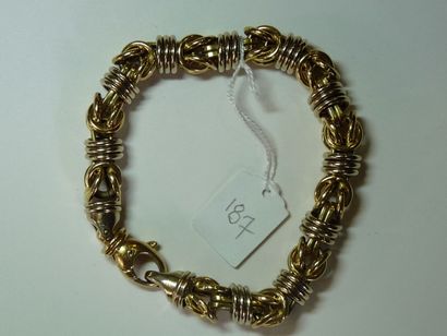 null Bracelet en or de deux tons maille au roi. Poids brut: 39,55 g