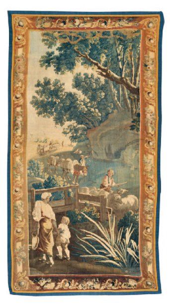 TAPISSERIE AUBUSSON, XVIIIe siècle Scène pastorale 280 x 140 cm