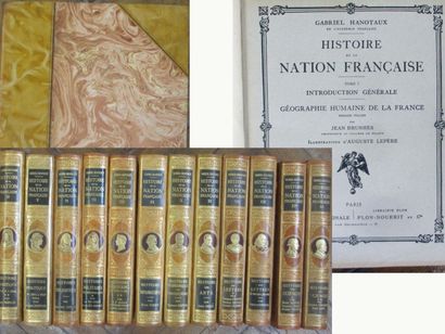 XX° 15 Vol. reliés in-4, GABRIEL HANOTAUX, HISTOIRE DE LA NATION FRANCAISE- chaque...