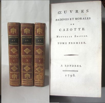 null XVIII° - Ouvres BADINES et MORALES DE GAZOTTE, Nouvelle édition, Londres 1798,...