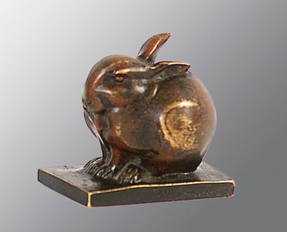 Édouard-Marcel SANDOZ (1881-1971) Lapin, une oreille dressée, 1919 Bronze, édition...