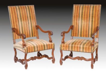 null PAIRE DE FAUTEUILS os de mouton. Style Louis XIV. Haut. : 113 cm - Larg. : 64...