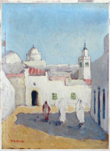 Yahia TURKI (1902-1969) Le hammam à la Marsa Huile sur panneau signé en bas à gauche...