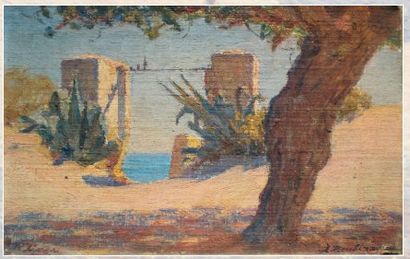 Alexandre ROUBTZOFF (1884-1949) Bord de mer à la Marsa Huile sur toile marouflée...