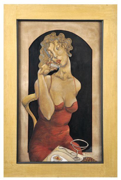 Jean Pierre CEYTAIRE (né en 1946) "Femme" Huile sur bois découpé signée en bas à...