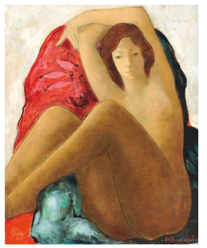 Alain BONNEFOIT (né en 1937) "DINA" Huile sur toile. 81 x 65 cm