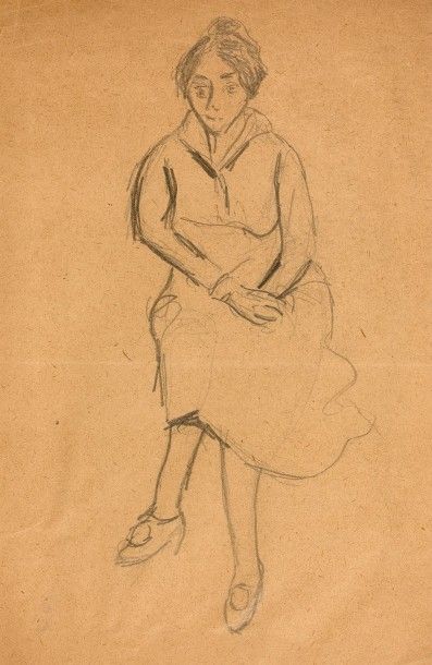 ARTAUD Antonin PORTRAIT DE JEANNE TOULOUSE. DESSIN ORIGINAL AU CRAYON. Circa 1920....