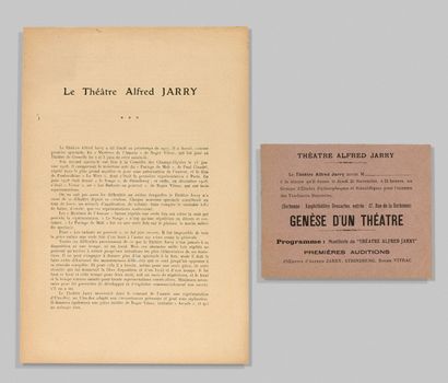 [ARTAUD Antonin] LE THÉÂTRE d'ALFRED JARRY [1928] deux feuillets. in-4.
Le manifeste...