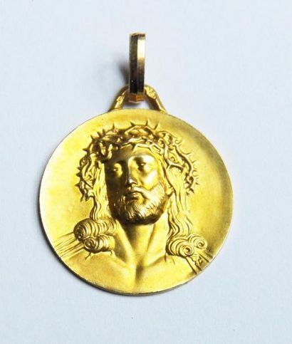 null Médaille religieuse "Christ à la couronne d'épines" en or jaune - Poids : 3,5...