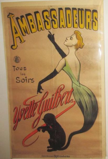 null Affiche en couleur "AMBASSADEURS - Tous les soirs Yvette GUILBERT" 