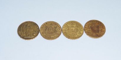 null quatre pièces de vingt francs or dont trois napoléon III et un Génie Vente sur...