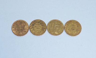 null quatre pièces de vingt francs or dont trois Napoléon III et une Génie Vente...