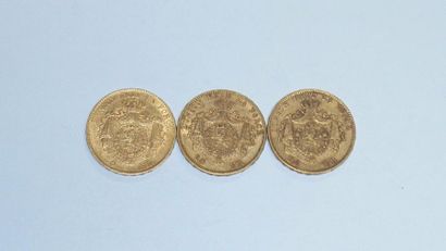 null trois pièces de vingt francs or belge Vente sur désignation, toutes les pièces...