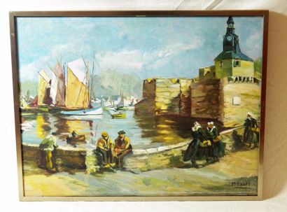 null M. LOAEC : "Port breton" Huile sur Panneau signée en bas à droite - 49 X 64...