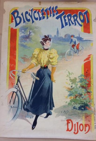 null Affiche en couleur "BICYCLETTES TERROT - DIJON 1894" - 130 x 94 cm (petits accidents...