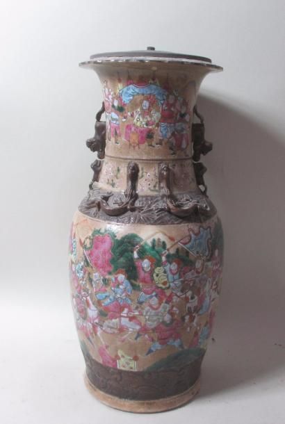 null Vase Nankin monté en lampe - Ht : 46,5 cm
