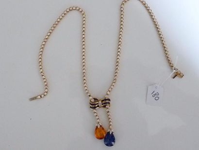 null Collier négligé en or jaune 18K (750/oo) entièrement serti de diamants taille...