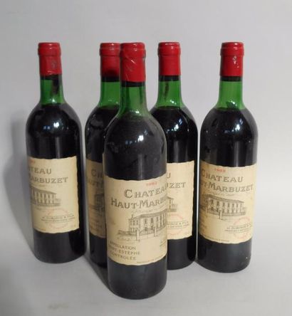null 5 bouteilles Chateau HAUT MARBUZET SAINT ESTEPHE 1982 niveau haute épaule 