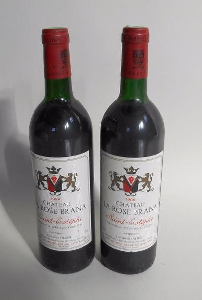 null 2 bouteilles Chateau LA ROSE BRANA SAINT ESTEPHE 1988 niveau très haute épaule...