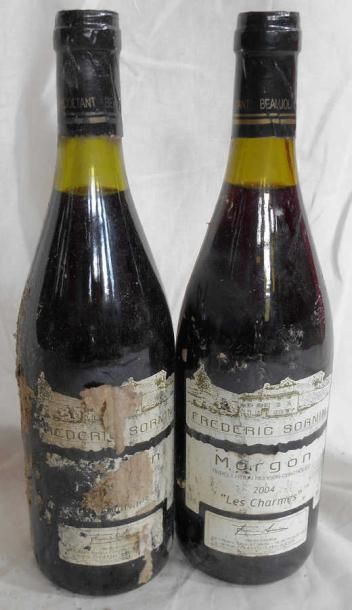 null 2 bouteilles MORGON LES CHARMES Frédéric Sornin 2004 Beaujolais (étiquettes...