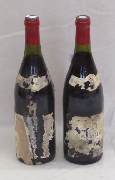 null 2 bouteilles BONNES MARES Grand cru 1998 (étiquettes abîmées) 